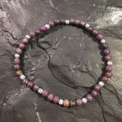 Purpurite - bracelet perles 4mm et perles en argent - 7ème chakra